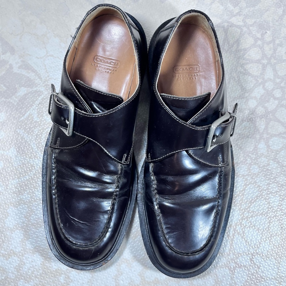 Coach Men’s Coach Monk Strap Loafers Dress Shoe Brown Leather Size 8